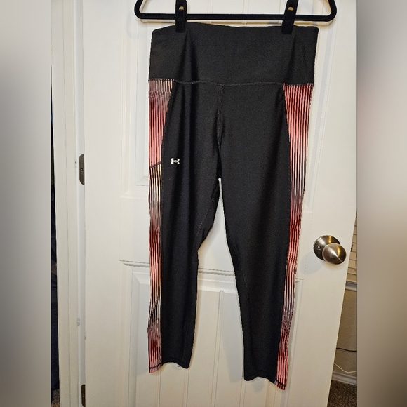 G70. Under Armour HeatGear 6M Panel 7/8 Leggings in Black/Multi - Size 1X - Picture 1 of 11